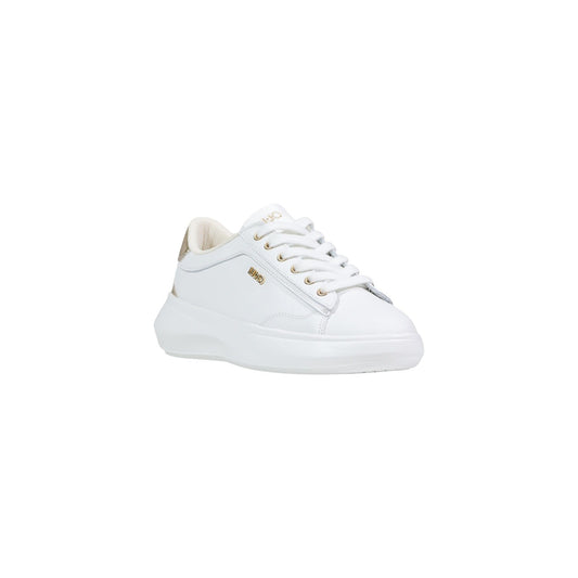 Sneakers Liu Jo Bold; Bianco e gold, 100% Pelle. Suola platform 5,5 cm, inserti in suede e laminato, logo lettering. Calzata premium, stile Primavera/Estate. Vista frontale