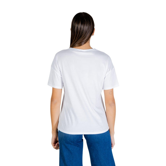 Liu Jo T-shirt bianca con Leopardi; 100% cotone, stampa animalier decorata, vestibilità confortevole. Il tocco glamour per l'outfit quotidiano. Vista posteriore