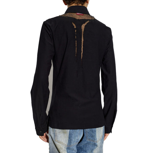 Diesel Camicia Uomo Nero Manica Lunga Bottoni 83% Cotone 13% Poliestere 4% Elastan Autunno/Inverno V_31739