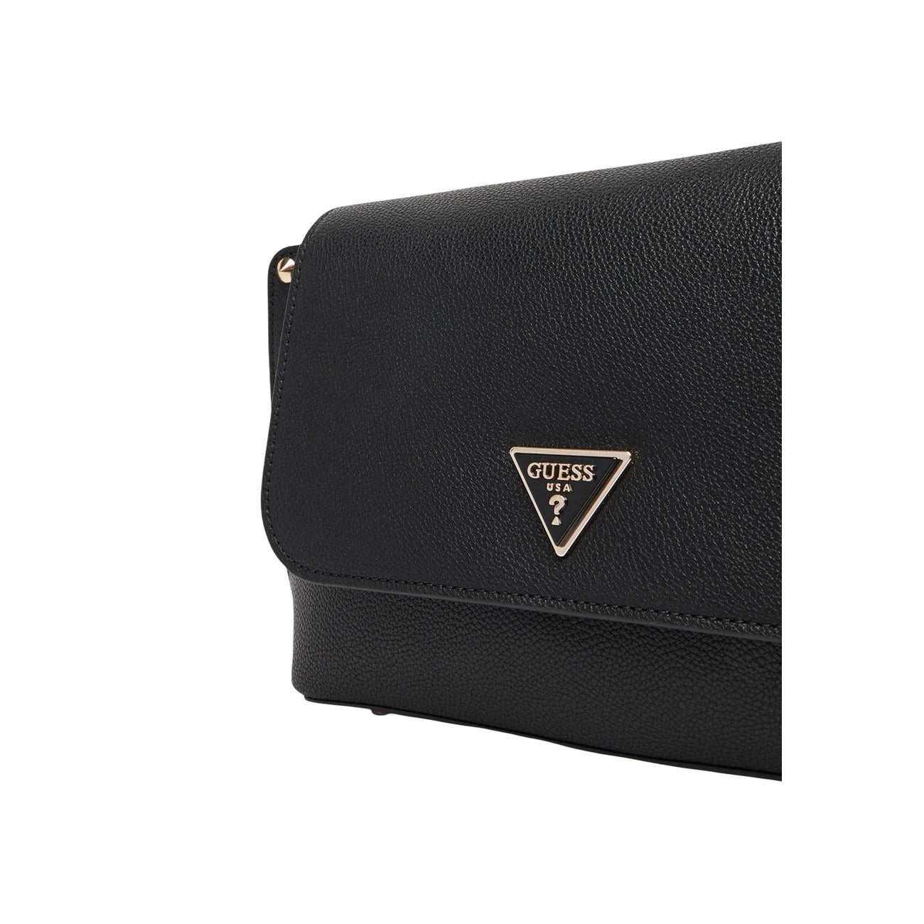 Borsa Guess donna nera con cerniera - dettaglio frontale primo piano logo