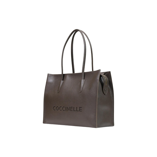Borsa grande Coccinelle grigia pelle martellata Coccinellemyrtha26 E1 UAK 11 01 01. Shopping bag da donna in vera pelle nera a spalla con doppi manici, logo Coccinelle e chiusura zip, borsa capiente da lavoro e uso quotidiano 4 stagioni.