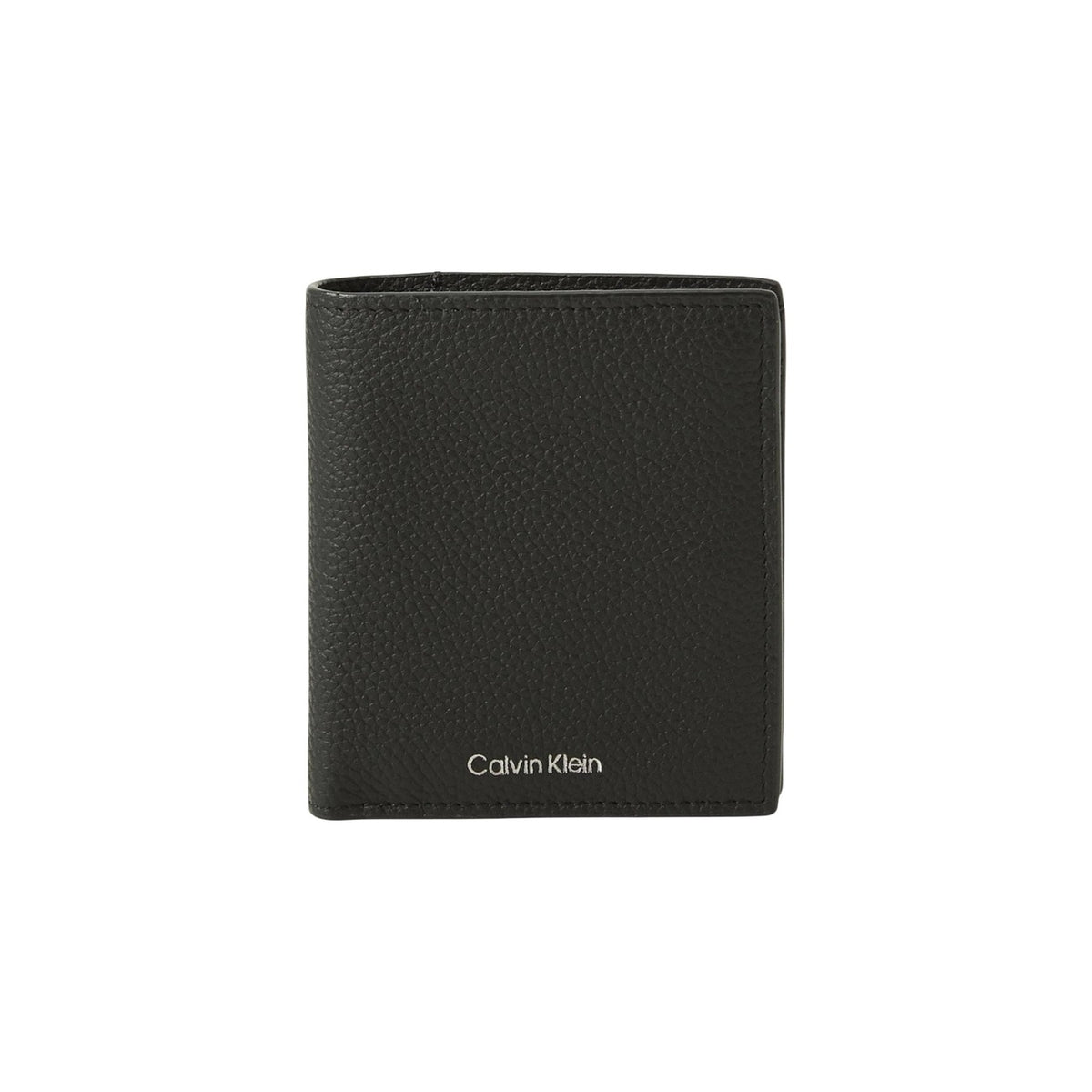 Portafoglio Calvin Klein uomo nero in pelle 100% 9x10x2 cm - vista frontale chiuso