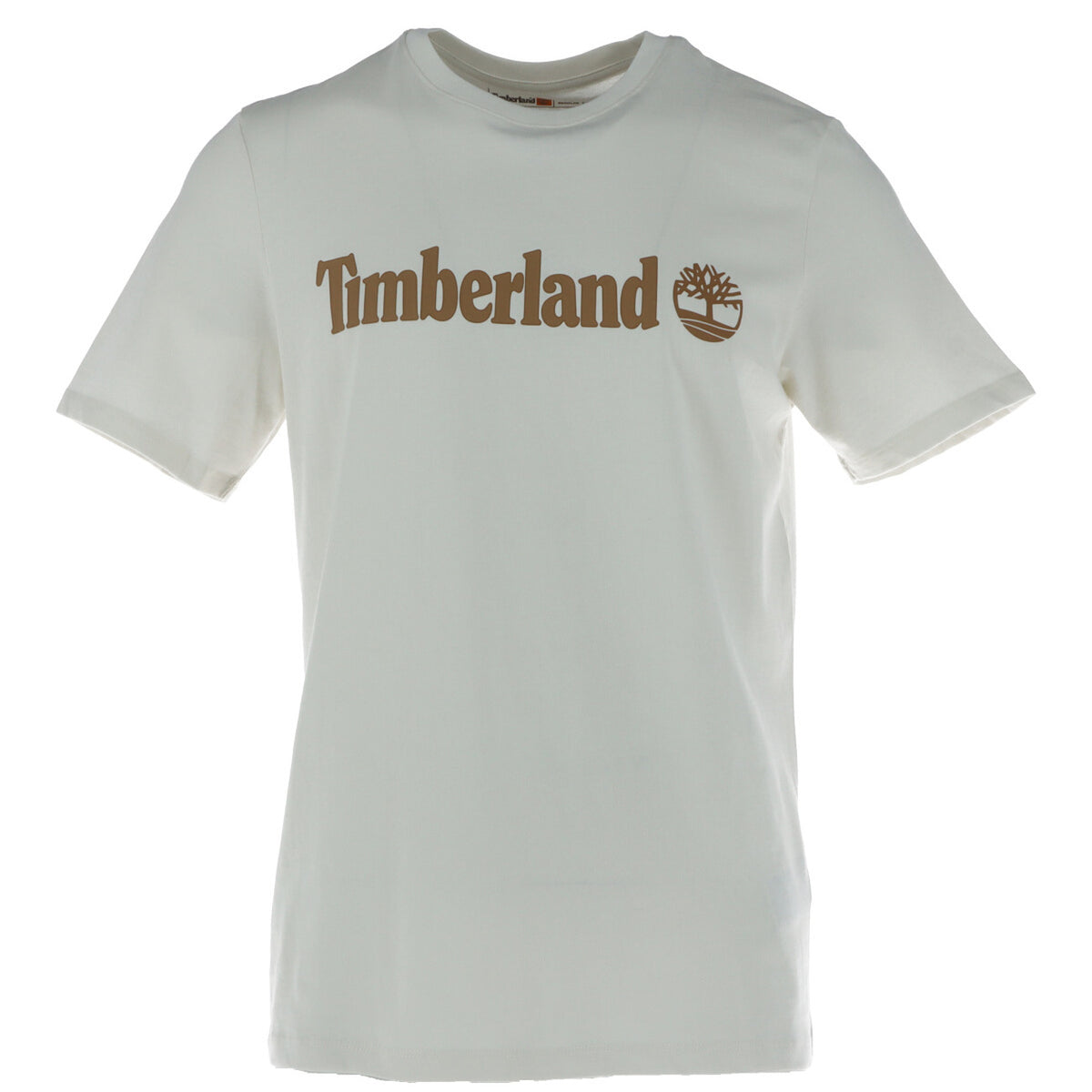 T-shirt uomo Timberland modello SHORT SLEEVE bianca in cotone a maniche corte con stampa logo e scollo tondo