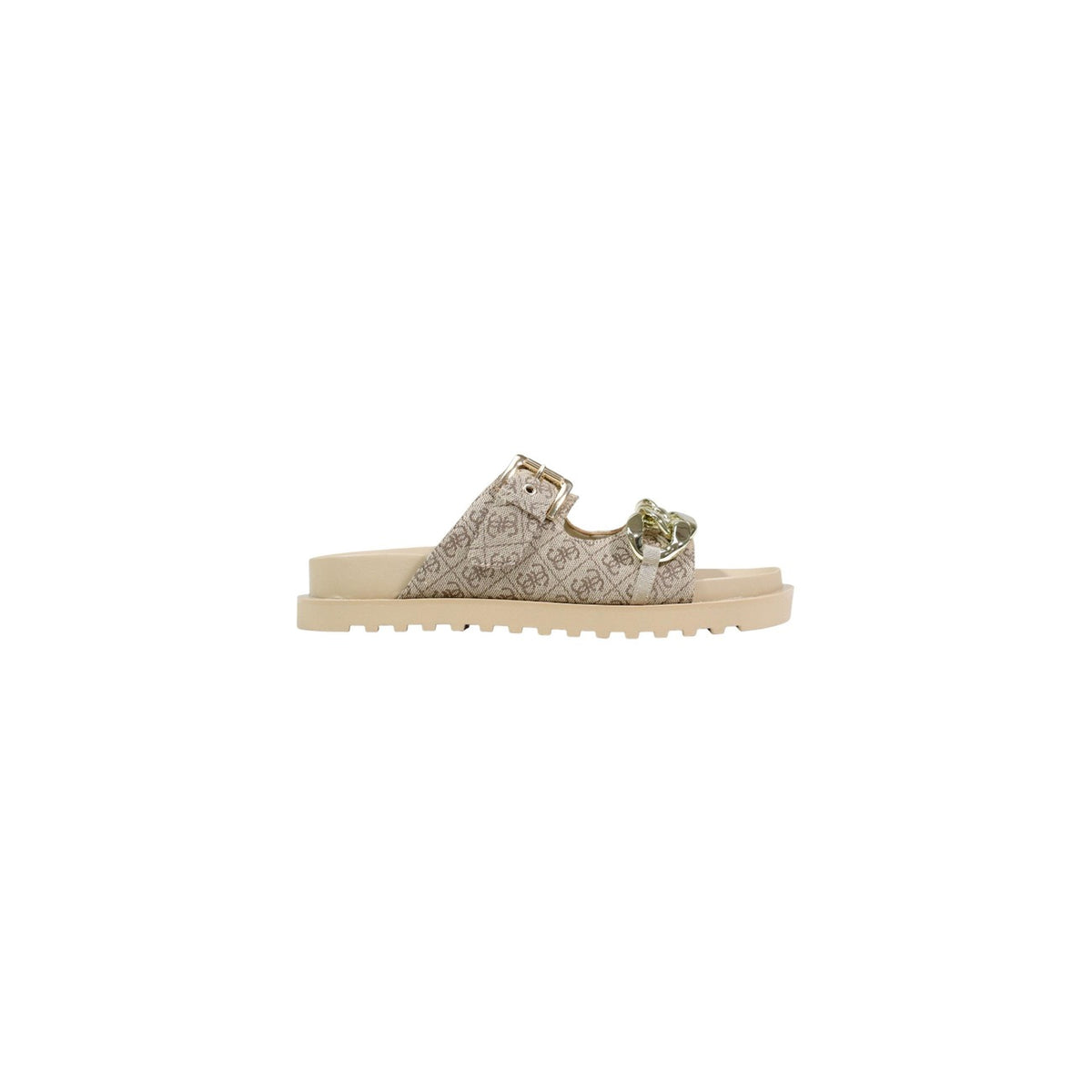 Ciabatte Guess Fatema 4G logo donna beige con stampa logo 100% poliestere - vista laterale