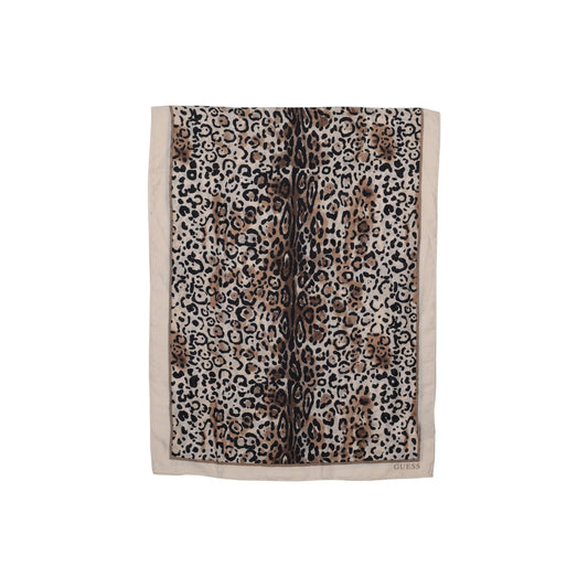Sciarpa Guess PRINTED SCARF donna beige con fantasia leopardata 180x70 cm 100% poliestere - vista piegata