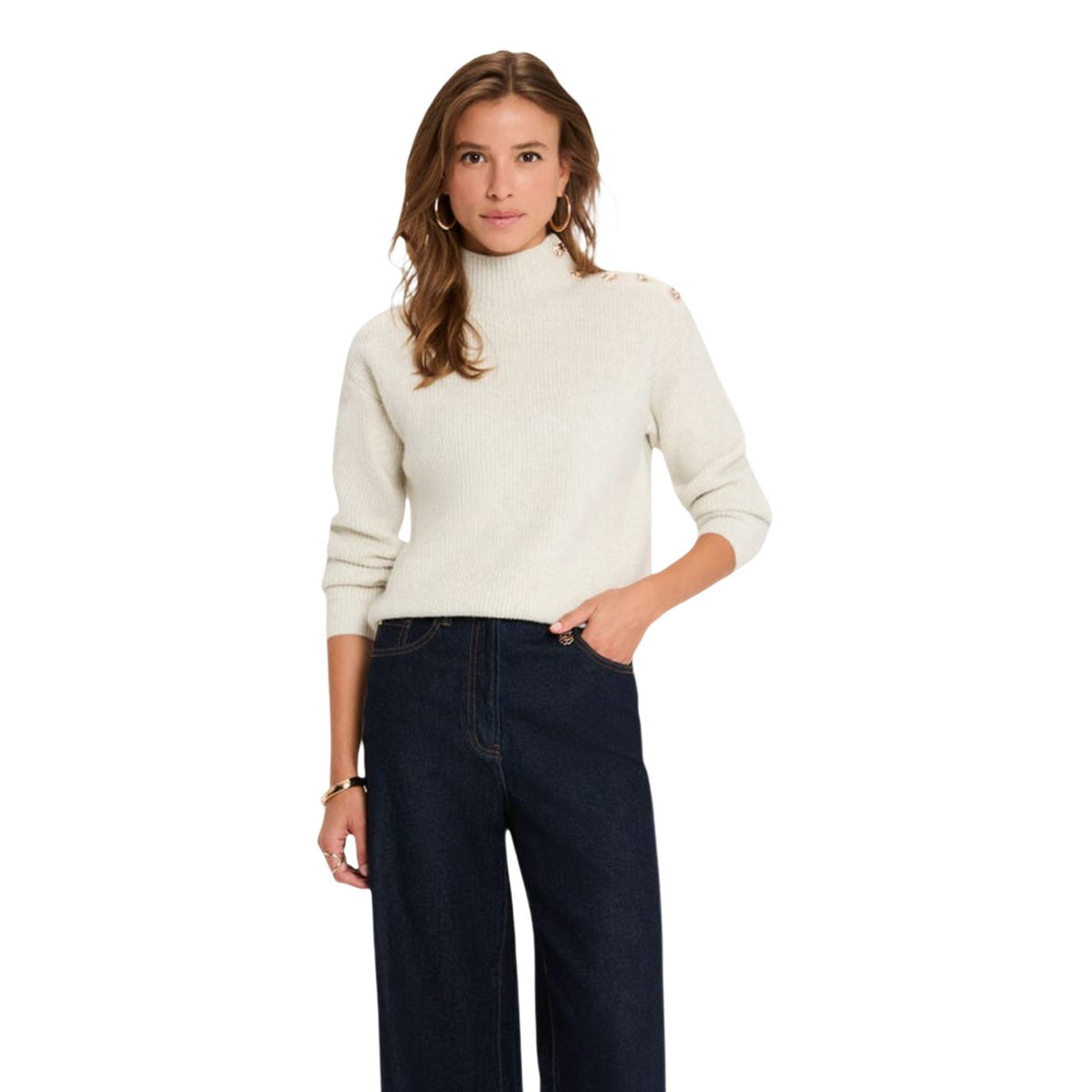 Maglione donna Morgan De Toi grigio – Maglia mezza stagione a coste collo alto 262-MSTORE.