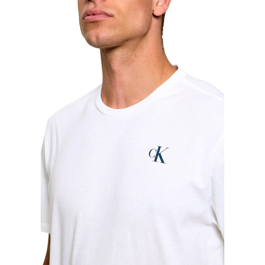 T-shirt Calvin Klein Jeans uomo bianca LV04RH815G. Maglietta casual a manica corta girocollo vestibilità regolare, 100% cotone traspirante con logo cK frontale e stampa logo esteso sul retro.