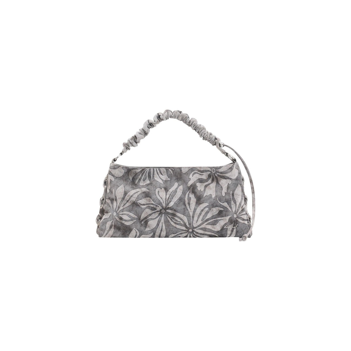 Borsa PE26 Ricamata Multicolore; dettagli occhielli metallici, chiusura zip, tasca interna. Doppio manico/tracolla, design Barcellona, stile boho-chic contemporaneo. Vista frontale