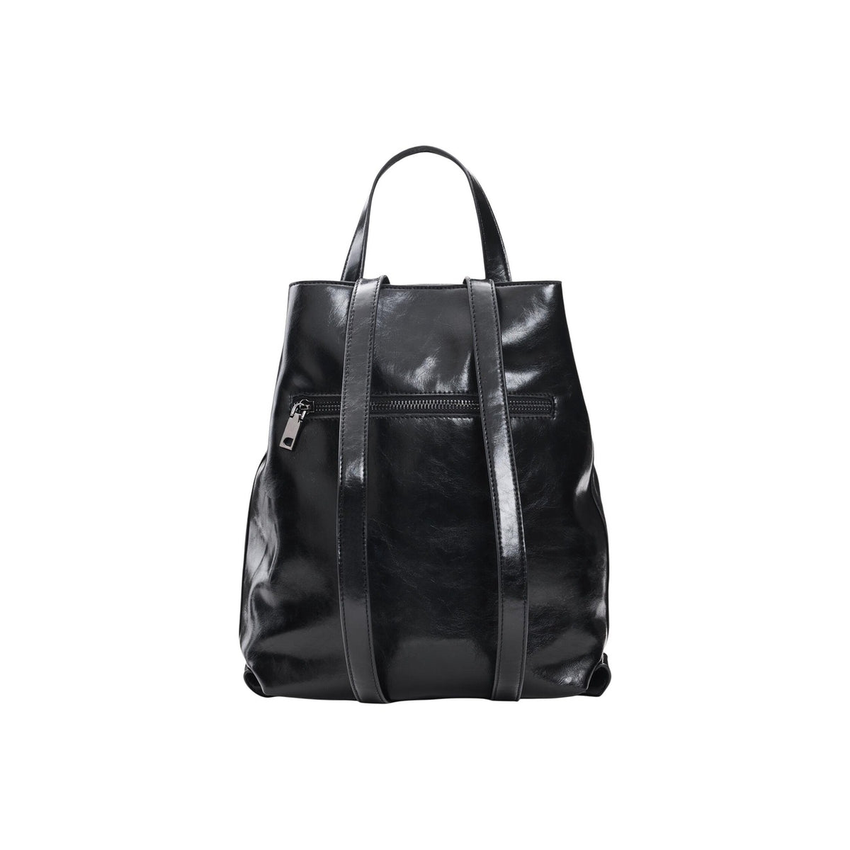 Zainetto Desigual donna nero modello BACK_GALAXY LUENA MINI. Mini zaino in ecopelle nera a tinta unita con fibbia metallica sul davanti, lacci laterali regolabili, manico a mano e spallacci, borsa zaino casual ed elegante da giorno collezione autunno inverno.