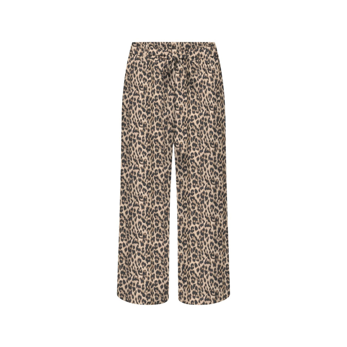 Pantaloni Palazzo Cropped Only; Fantasia Foglie. 100% Viscosa. Vita alta con cintura annodata, gamba larga, tasche laterali. Leggeri, fluidi e di tendenza per la primavera-estate. Vista stesa
