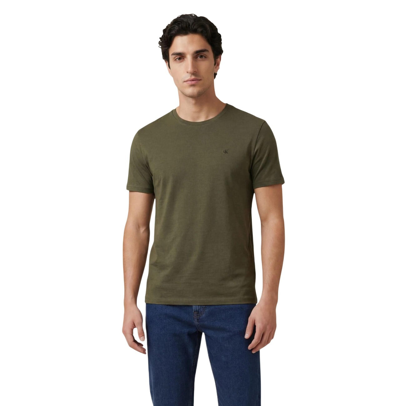 Calvin Klein Jeans T-shirt Uomo Bianca Maniche Corte Scollo Tondo - T-shirt Cotone