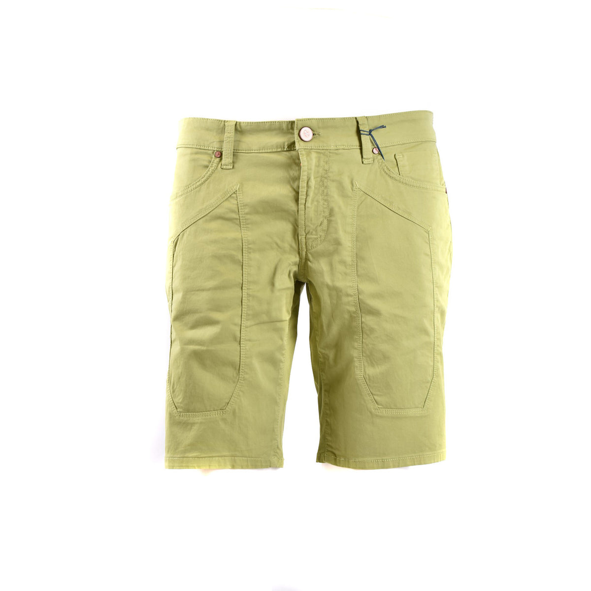 Jeckerson Bermuda Uomo Verde Zip Bottone 97% Cotone 3% Elastan Primavera/Estate B_44537 Vista stesa frontale
