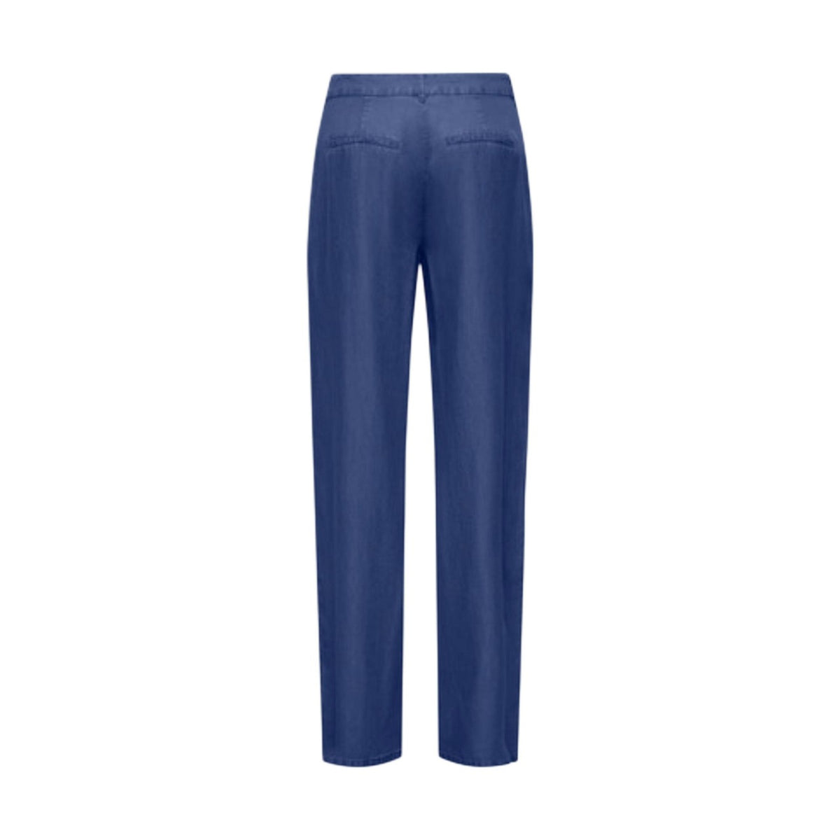 Pantaloni Only Onlcharis Life; 100% Tencel, vita media, gamba larga a palazzo. Chiusura zip e bottone, tasche laterali, tessuto fluido e traspirante. Capo ecosostenibile, leggero e ultra-confortevole. Vista posteriore
