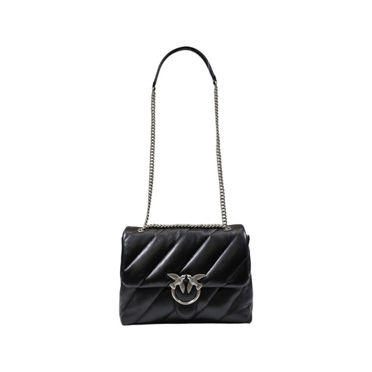 Borsa Pinko donna nera con tasche interne - vista frontale con tracolla