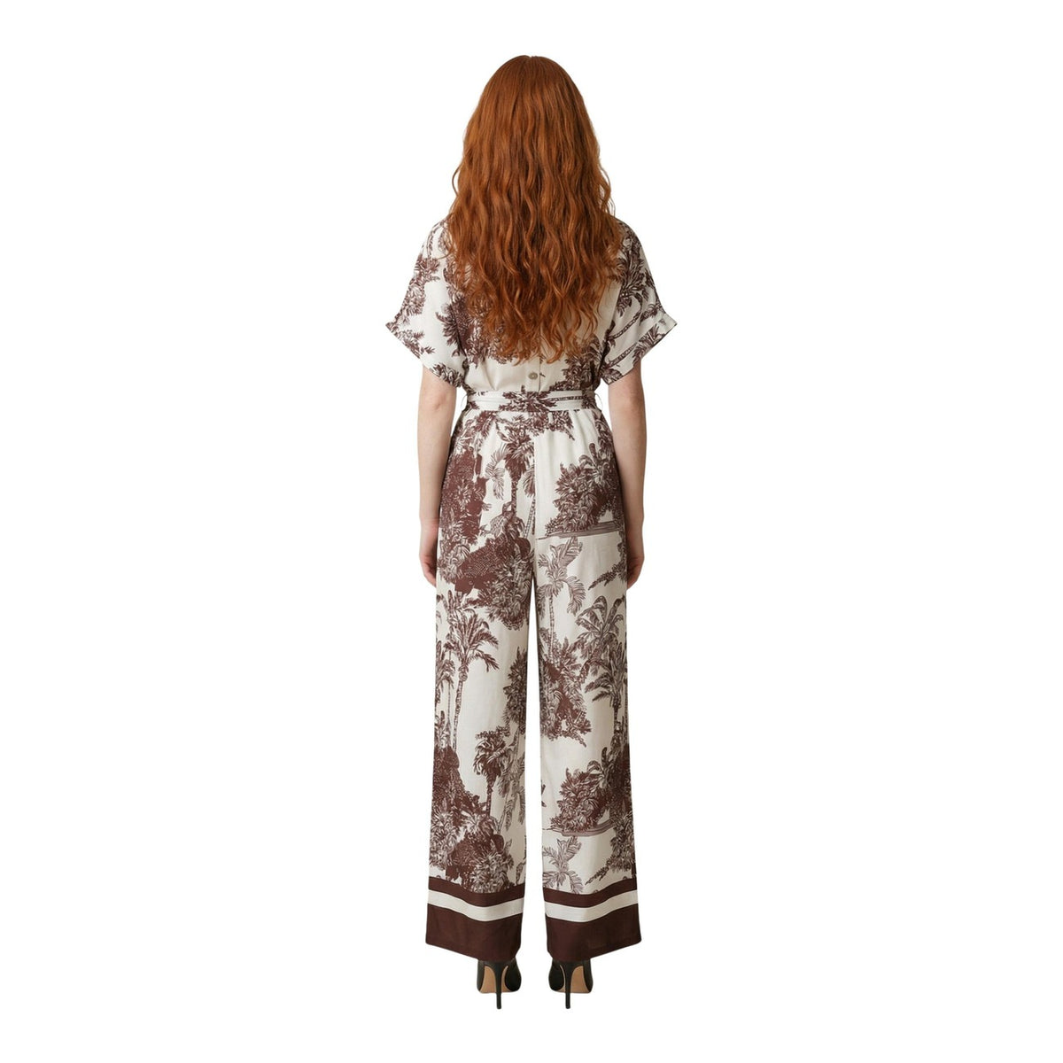 Artigli Tuta Fantasia ACTU004769; 100% viscosa leggera, cintura inclusa, gamba larga. Il "one-piece" sartoriale e fresco per la stagione primavera/estate. Vista posteriore