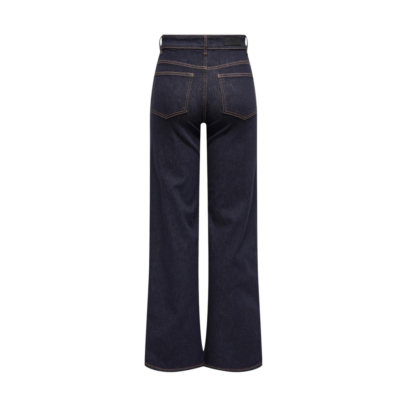 Only ONLMADISON Wide Leg Jeans; lavaggio unwashed scuro, vita alta, tessuto high-stretch. Vestibilità ampia e confortevole, stile denim premium. Vista posteriore