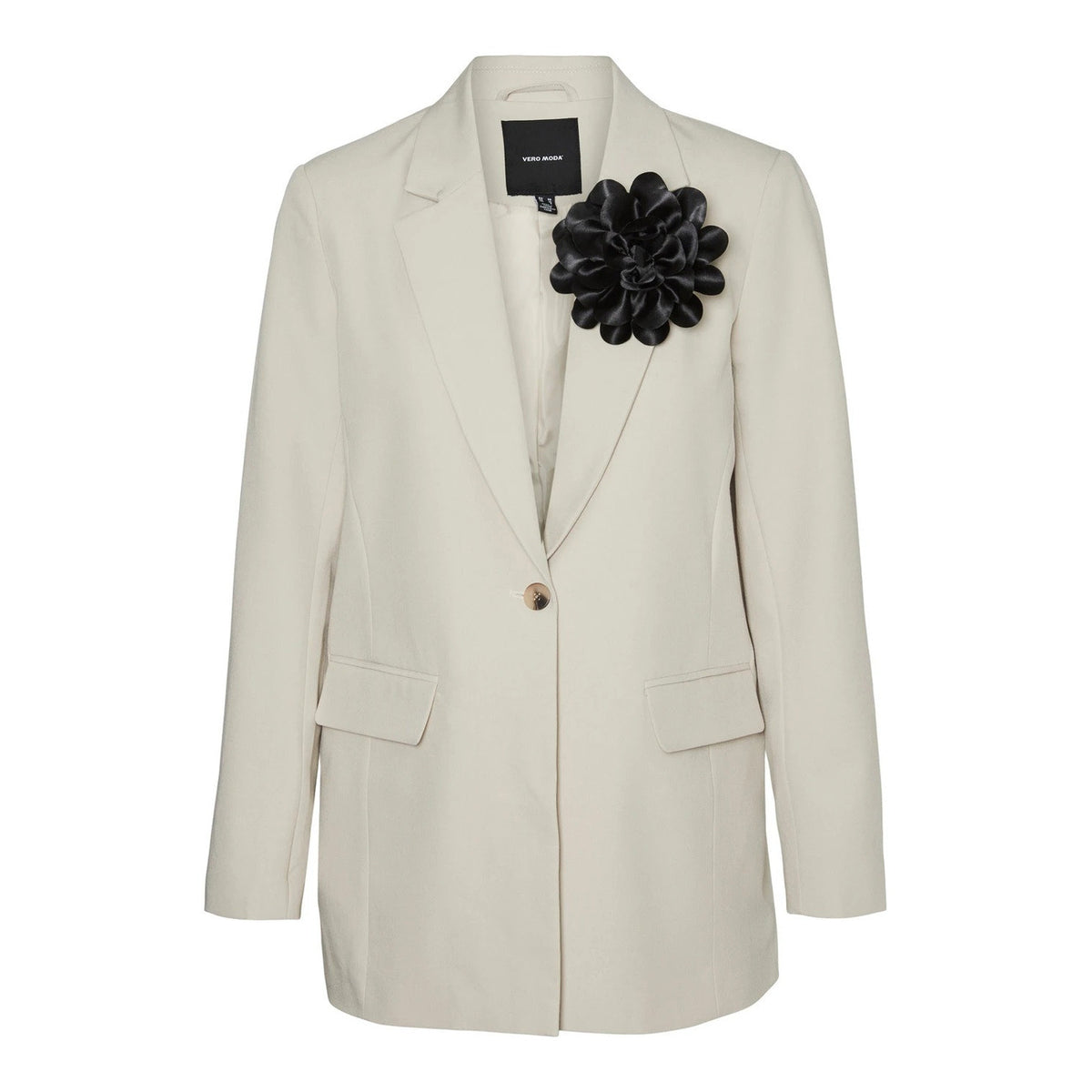 Vero Moda Giacca Donna Beige Bottone Maniche Lunghe Tasche Anteriori Lycra 2% Poliestere 80% Viscosa 18% 10306355