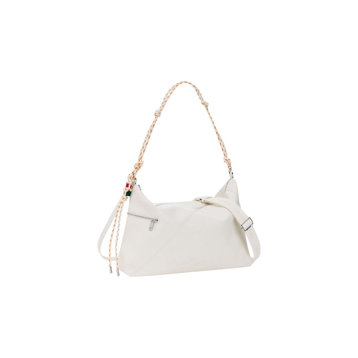 Borsa grande SS26; effetto pelle, logo goffrato, due tracolle intercambiabili. Tasche con zip, charm portacarte incluso, chiusura sicura. Stile versatile e capiente. Vista posteriore