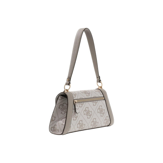 Borsa Guess donna grigia a tracolla con stampa - vista frontale con tracolla