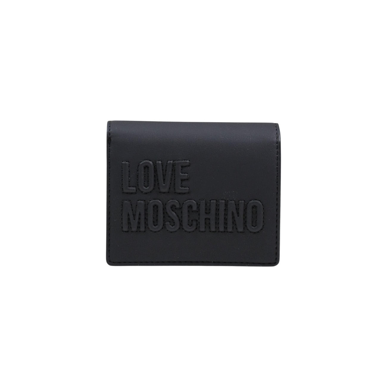 Portafoglio Love Moschino piccolo PU GRS donna nero con bottoni automatici tasche interne 9.5x11x3 cm 100% poliuretano - vista frontale