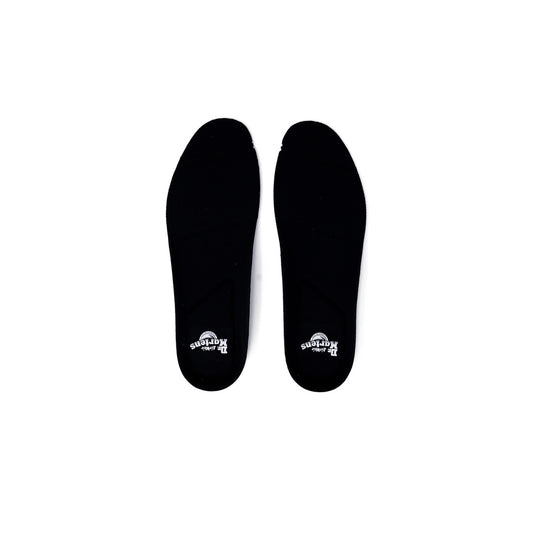 Solette Dr. Martens Cushion Wave; Nero. 100% Poliestere riciclato, ammortizzazione ondulata, tecnologia antibatterica Aegis. Sottili (0,2 cm) e traspiranti, ideali per migliorare il fit delle scarpe. Vista frontale