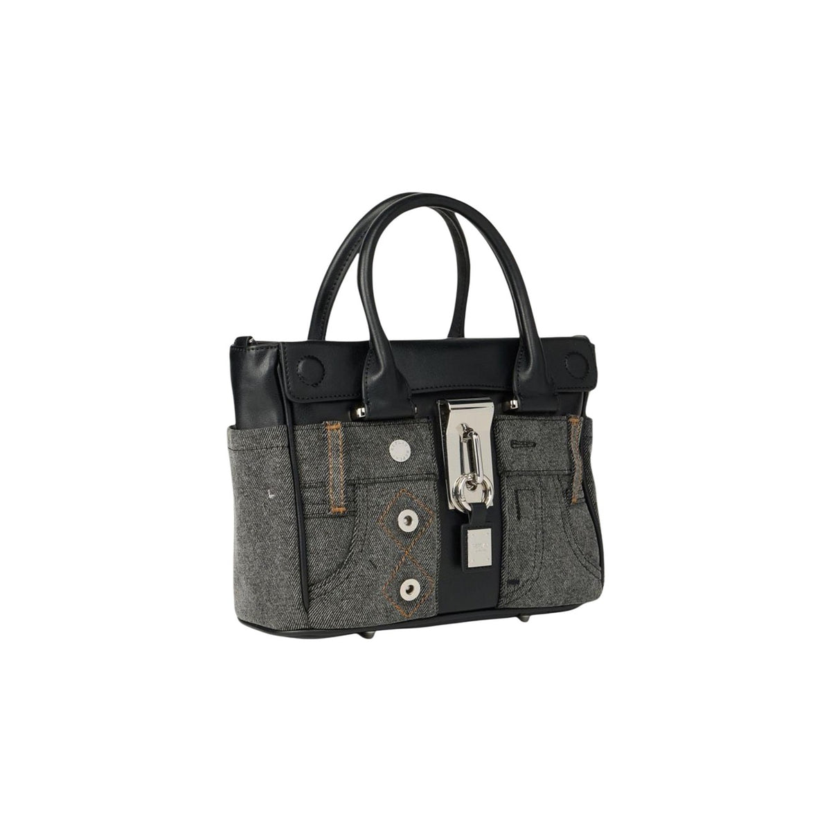 Borsa Media Replay Nera; Design stile denim con lucchetto. 100% Poliuretano, chiusura con zip, doppi manici e tracolla regolabile. Dimensioni 25x19x11 cm. Stile casual-chic versatile per tutte le stagioni. Frontale laterale