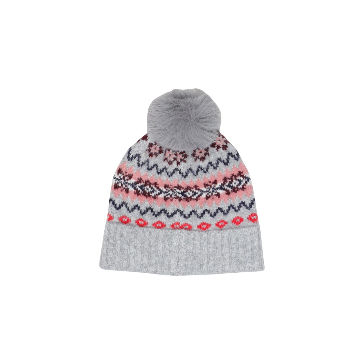 Berretto donna Pieces grigio – Cappello invernale jacquard con pompon 17166793.