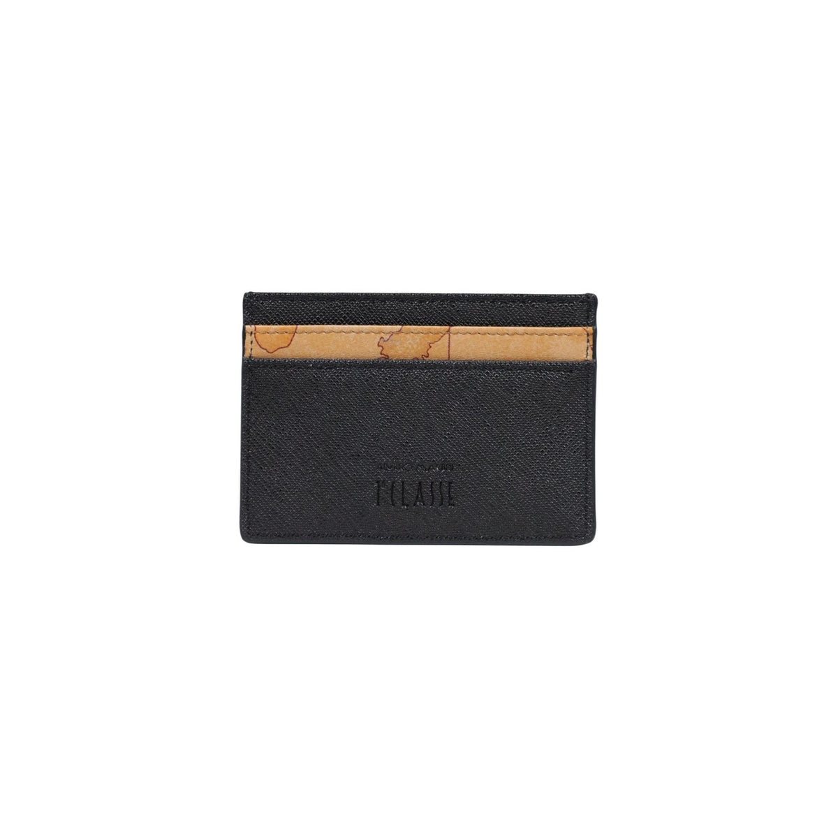 Portacarte Alviero Martini PM79 Geo Classic, design slim multi-slot con logo metallico; accessorio compatto e resistente ideale per borse piccole e mini bag. Vista posteriore
