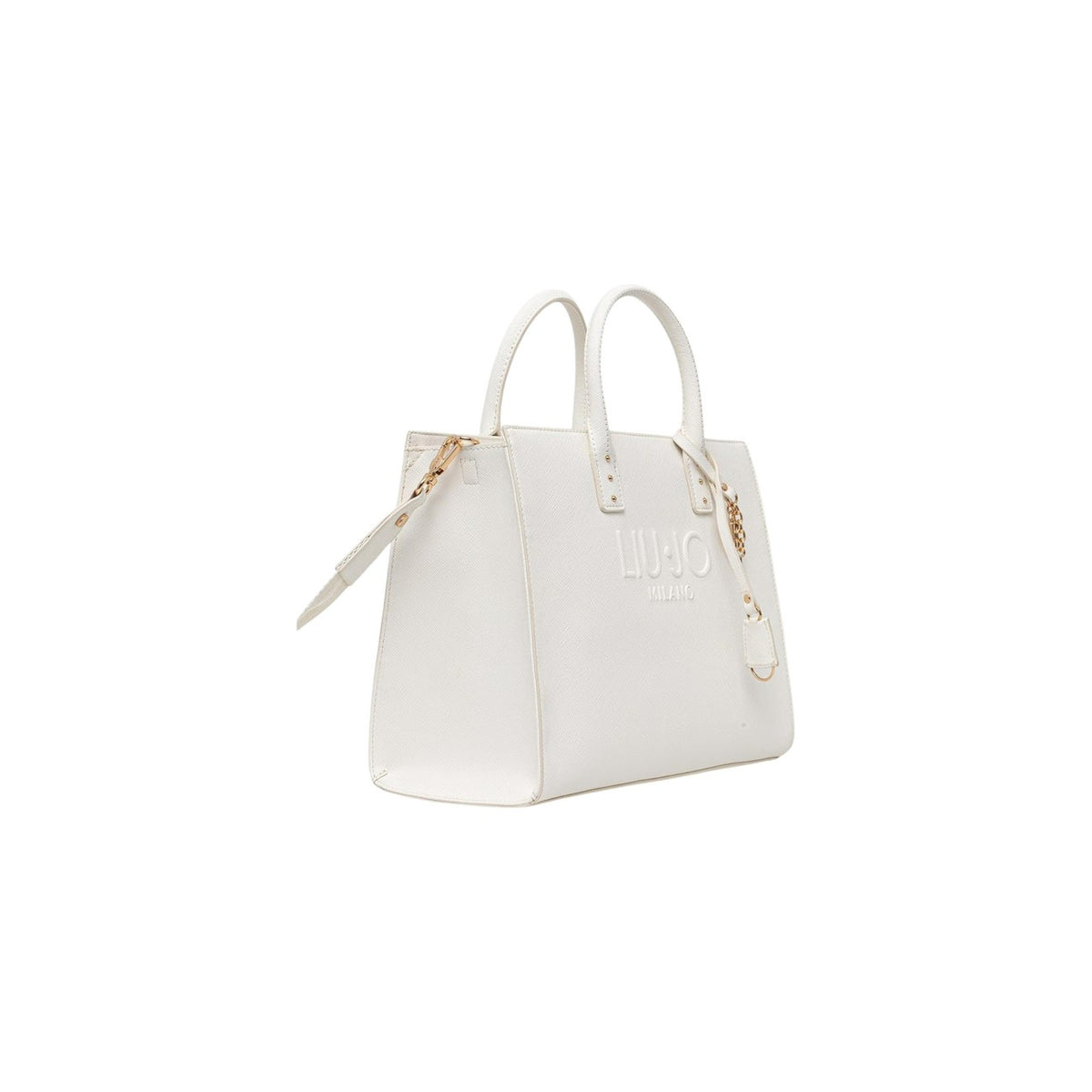 Liu Jo Borsa panna a mano ECS M; modello tote strutturato con logo applicato, charm dorato e tracolla inclusa. Dimensioni medie ideali per organizzare gli essenziali quotidiani con stile. Vista laterale