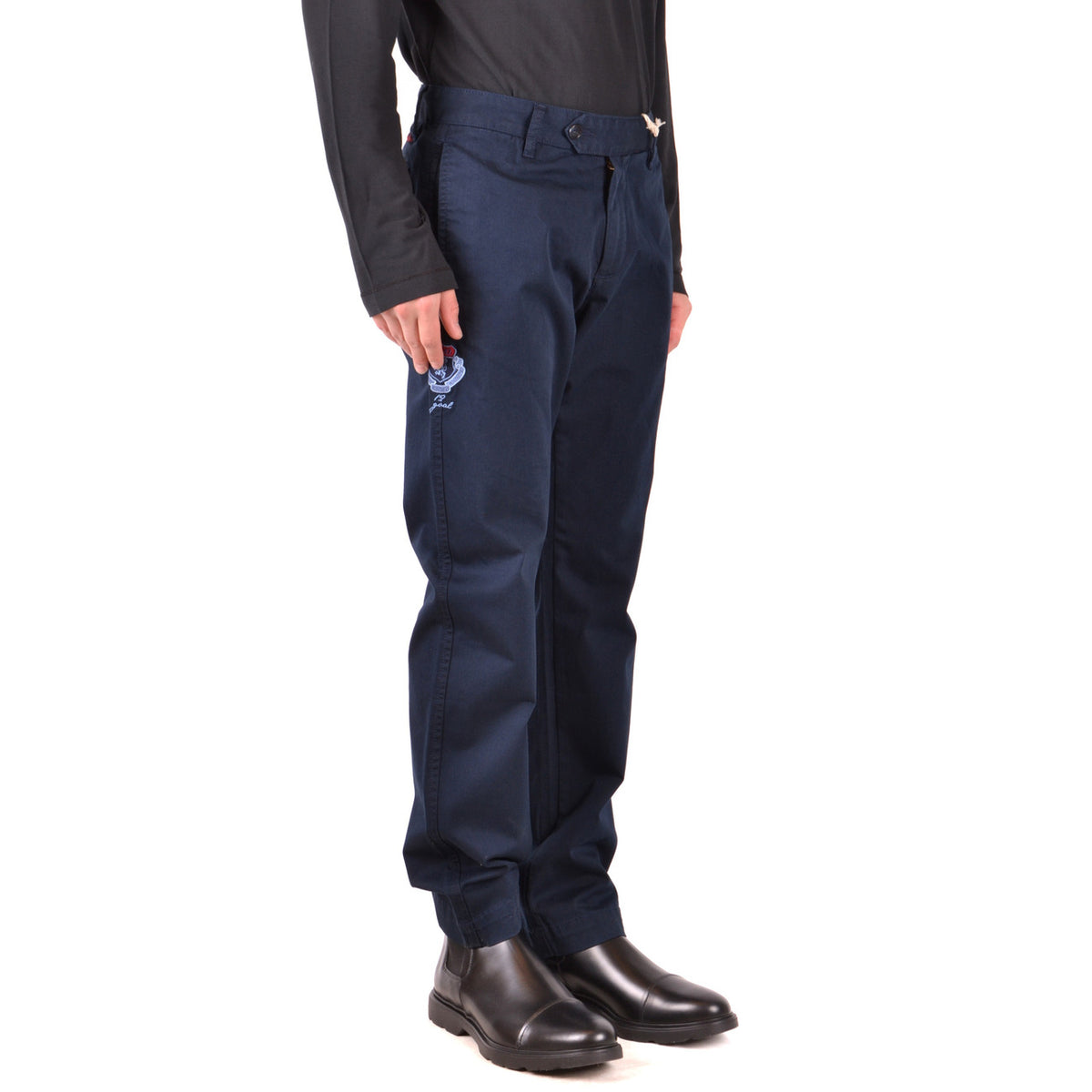 Pantaloni blu navy Uomo La Martina Blu con Zip e Bottone 98% Cotone 2% Elastan Vista laterale