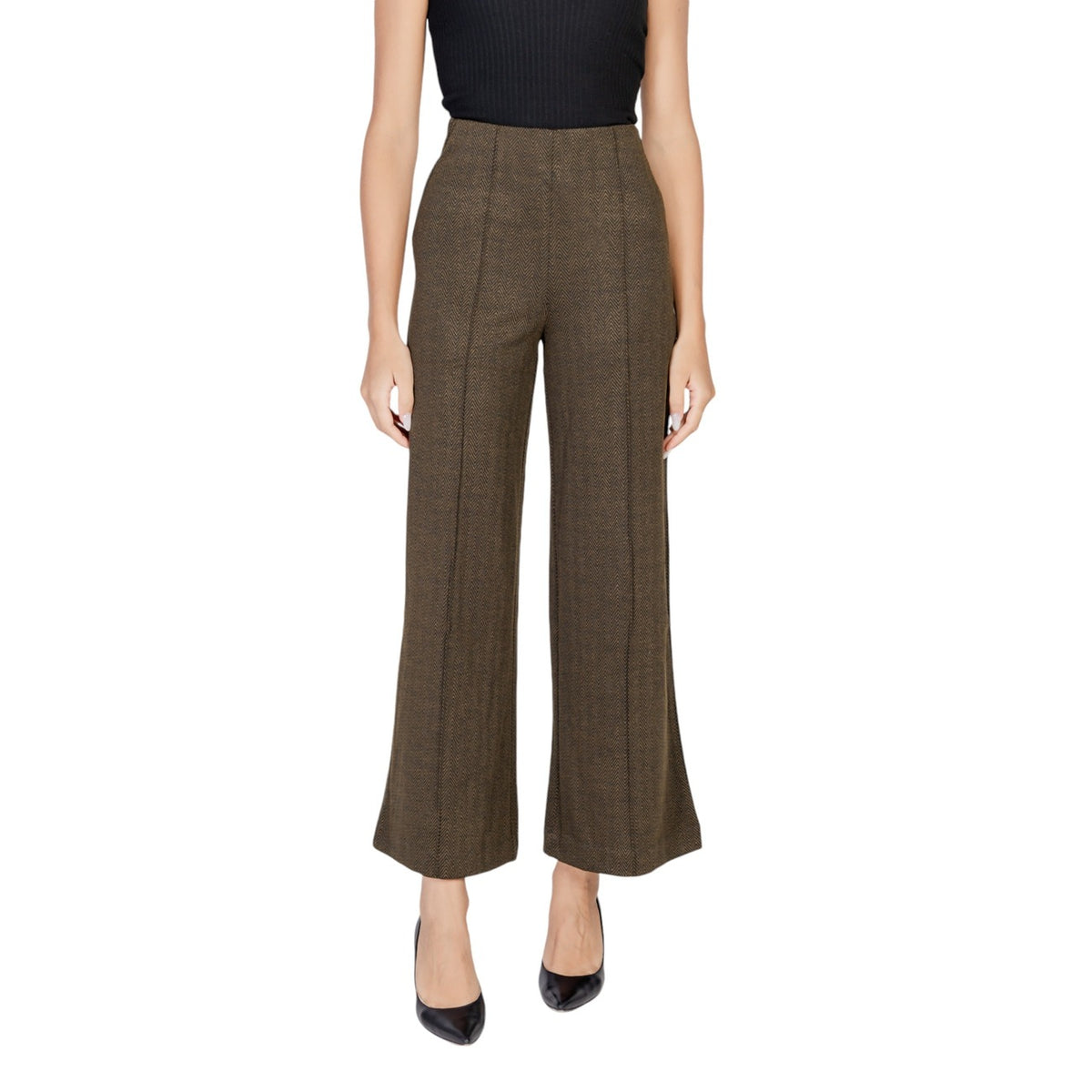 Ichi Pantaloni Donna Verde Gessato con Cerniera Tasche Laterali 73% Poliestere 25% Viscosa 2% Lycra Autunno/Inverno 20121602