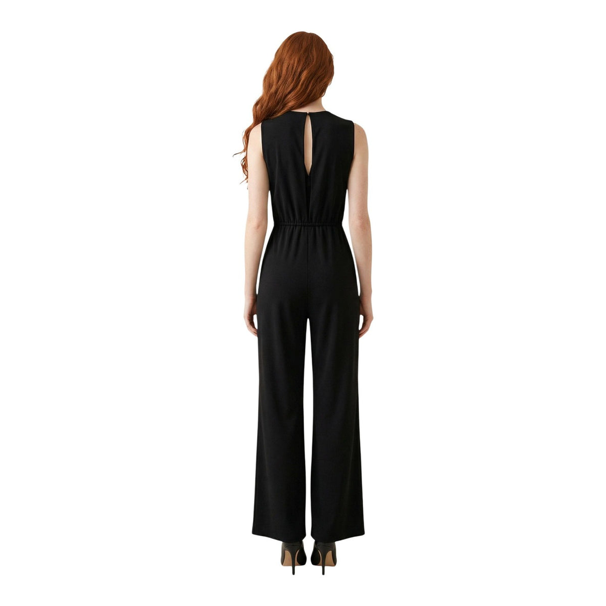 Artigli Jumpsuit ACTU004525; dettagli gioiello, scollo a V, 95% poliestere e 5% elastam. La tuta elegante e confortevole per le tue occasioni speciali. Colore nero. Vista posteriore