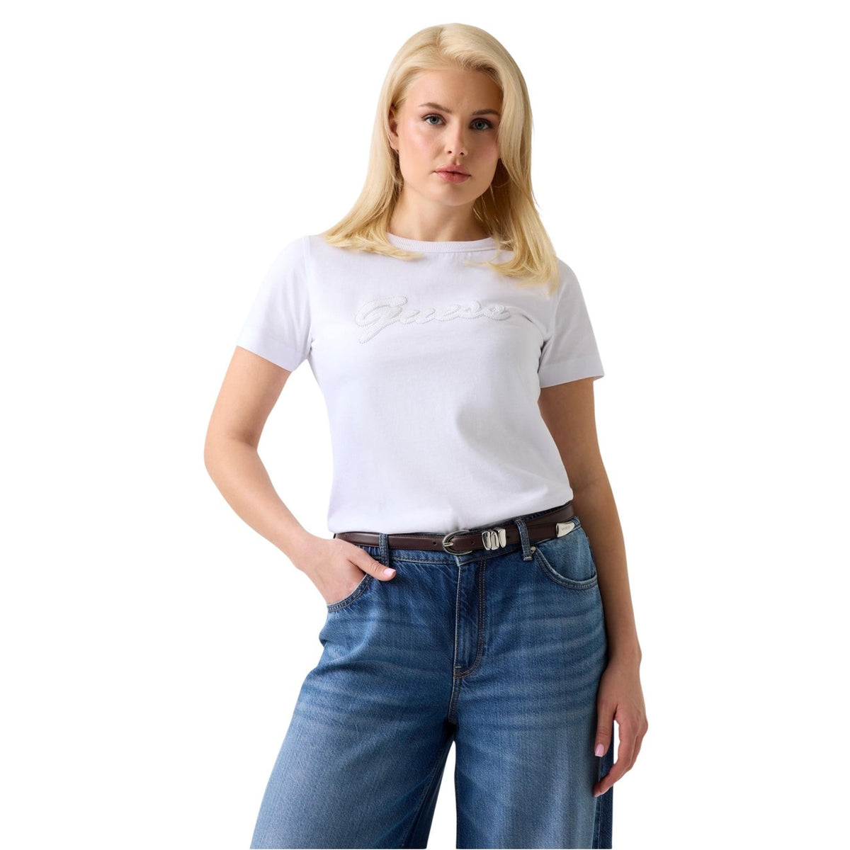 Guess T-Shirt SS CN 3D GUESS SCRIPT TEE maniche corte Donna W6GI08 K3023