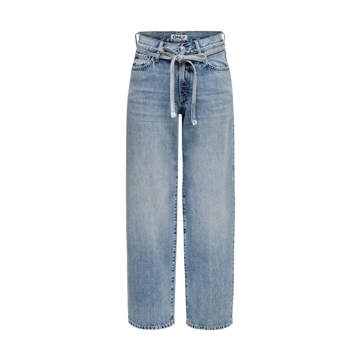 Only Jeans Gianna MW Straight; denim bootcut eco-friendly in cotone riciclato, vita media e vestibilità comoda. Un classico intramontabile per un guardaroba femminile consapevole. Vista frontale Stesa