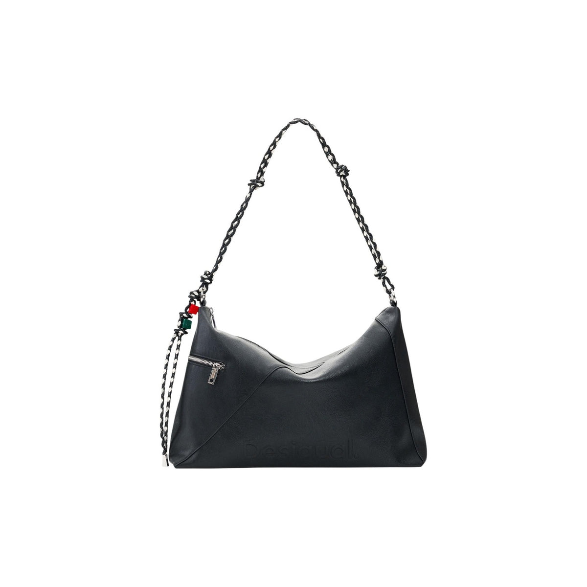 borsa a mano Desigual Large With Logo Charm in pelle sintetica nera