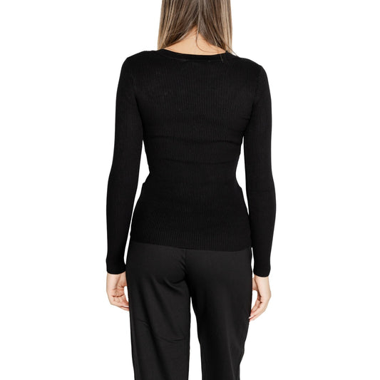 Morgan De Toi Maglia Donna Nera Maniche Lunghe Scollo a V - Maglia Viscosa Poliammide