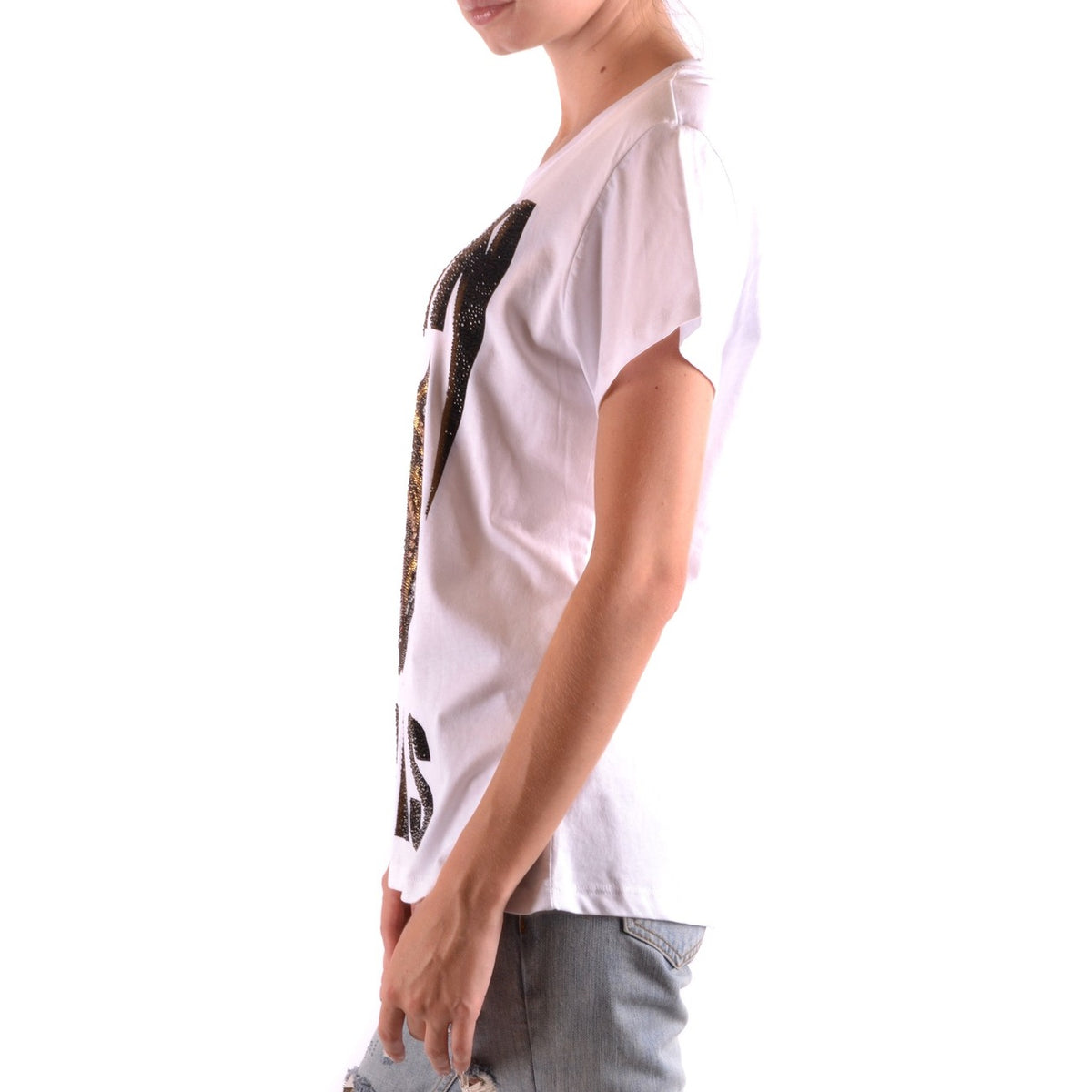 Philipp Plein T-Shirt Donna Bianca Stampa Manica Corta Scollo Tondo 100% Cotone Primavera/Estate B_35838