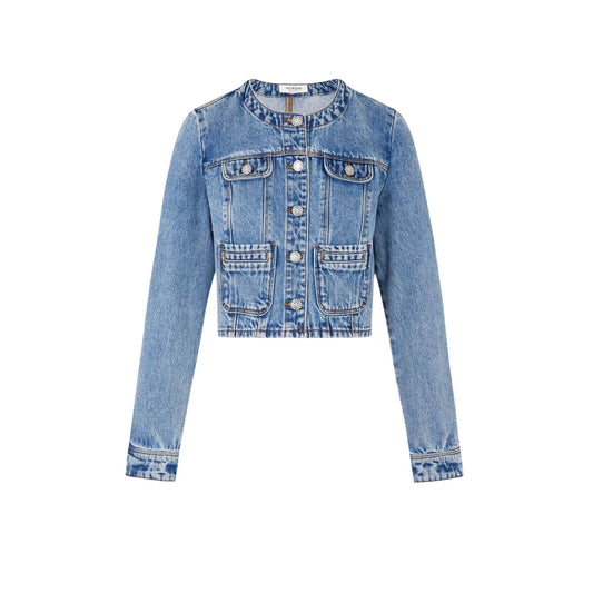 Morgan De Toi VCHARME Jacket; 100% cotone, bottoni gioiello, tasche applicate. La giacca corta versatile che unisce stile militare e raffinatezza parigina. Vista frontale stesa