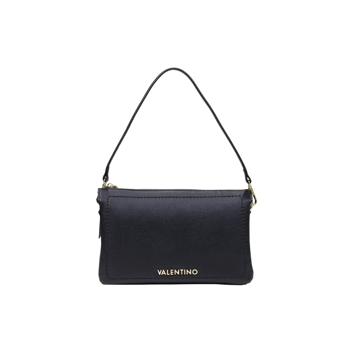 Borsa Valentino Bags Super nera VBSA9742. Borsetta da donna (17x8x8 cm) a spalla e crossbody in pelle sintetica liscia con doppia tracolla, scomparti multipli, dettagli dorati e chiusura con zip.
