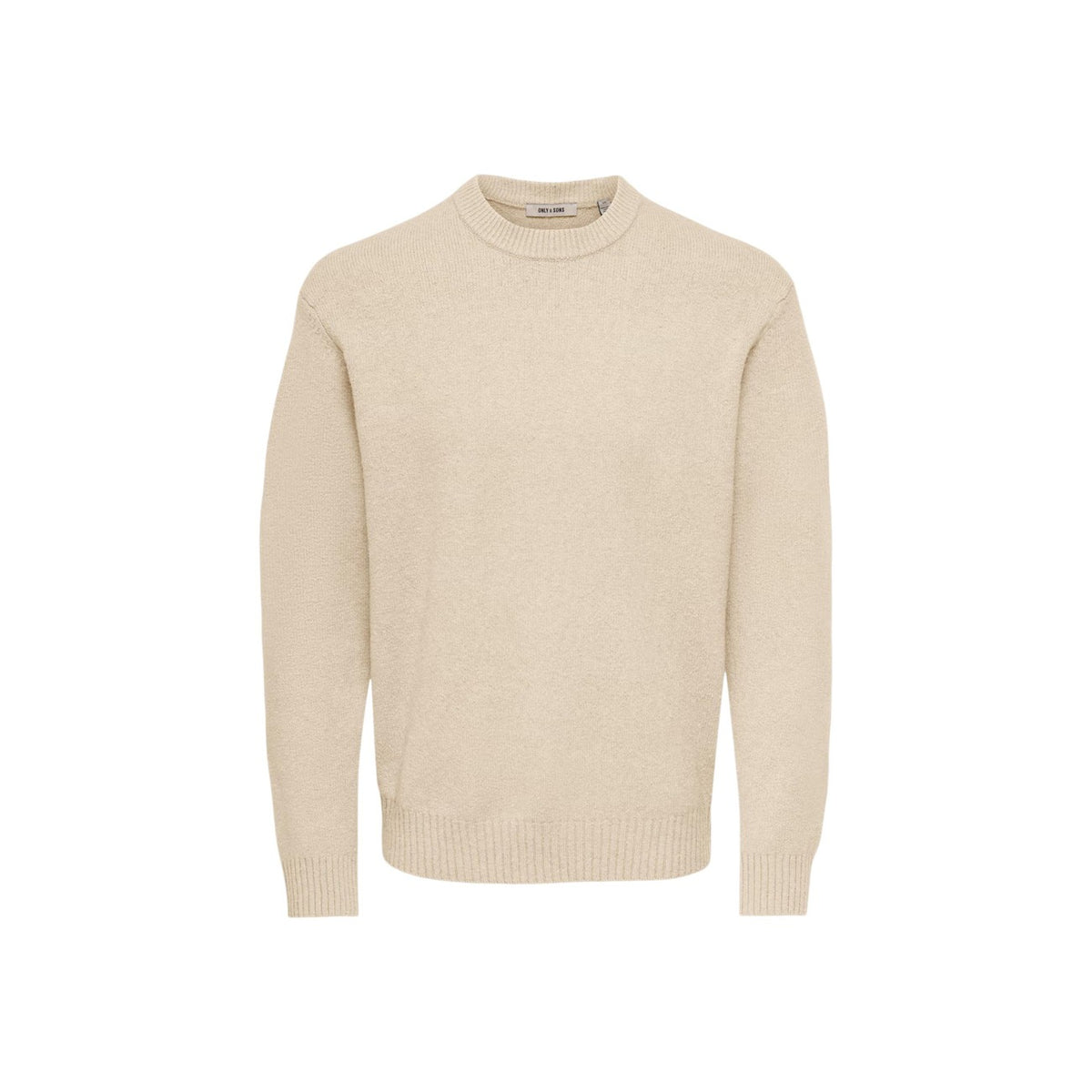 Pullover beige uomo girocollo Only & Sons 22033783. Maglione morbido a maniche lunghe vestibilità comoda in misto cotone, lana ed elastan.
