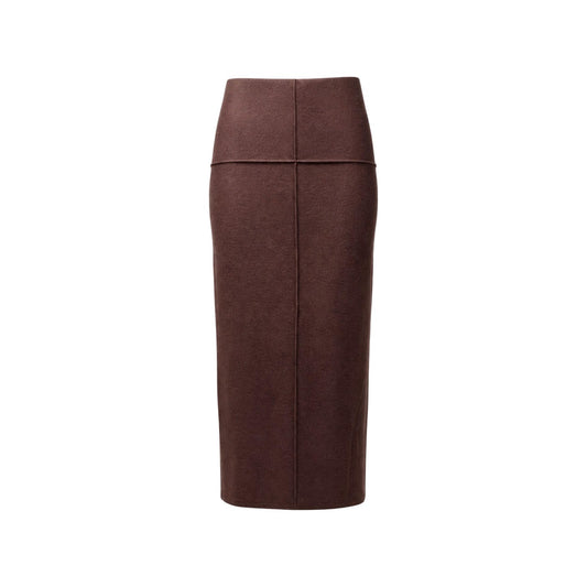 Gonna tubino Jacqueline de Yong marrone donna 15379970. Longuette da donna marrone a vita alta in poliestere riciclato e cotone, gonna midi aderente con spacco sul retro, pencil skirt elegante e casual mezza stagione.