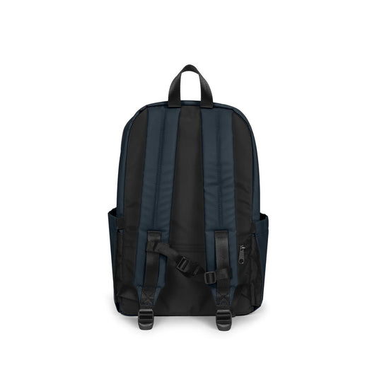Zaino Porta PC 16" Impermeabile Blu Navy; Zaino medio idrorepellente con tasche portaborraccia laterali, tasca di sicurezza sul retro, dettagli riflettenti e spallacci imbottiti. Stile casual e sportivo. Posteriore