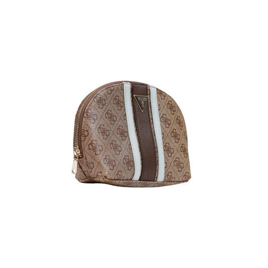 Pochette Beauty Cupola Marrone Grigia Donna Guess Noelle II Dome; Misure 23x15x8 cm. Tessuto 100% poliuretano con logo 4G a rilievo, banda liscia centrale e chiusura a cerniera lampo. Logo triangolare in metallo, stile casual-chic 4 stagioni. Frontale laterale