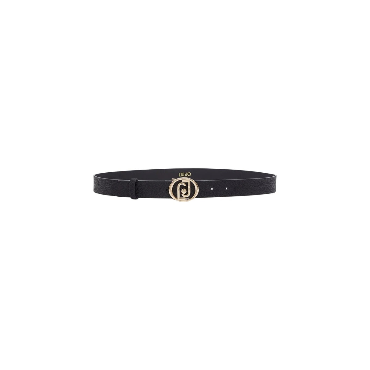 Cintura Liu Jo donna nera ECS Hips Belt. Cintura elegante e regolabile in finta pelle con finitura bottalata, altezza 3 cm e fibbia circolare logata in metallo, accessorio autunno inverno.