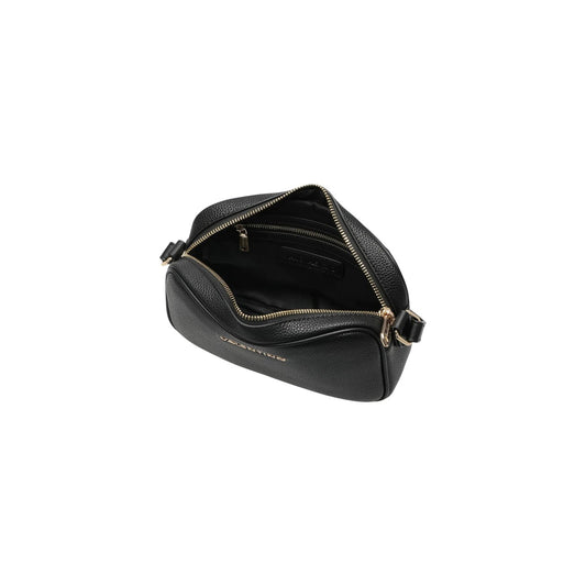 Borsa Nera Donna Valentino Bags Daphne; Misure 7x15x7 cm. Tessuto 100% poliuretano martellato con tracolla regolabile e chiusura superiore con zip. Organizzazione interna con tasche, stile casual ed elegante 4 stagioni. Vista aperta