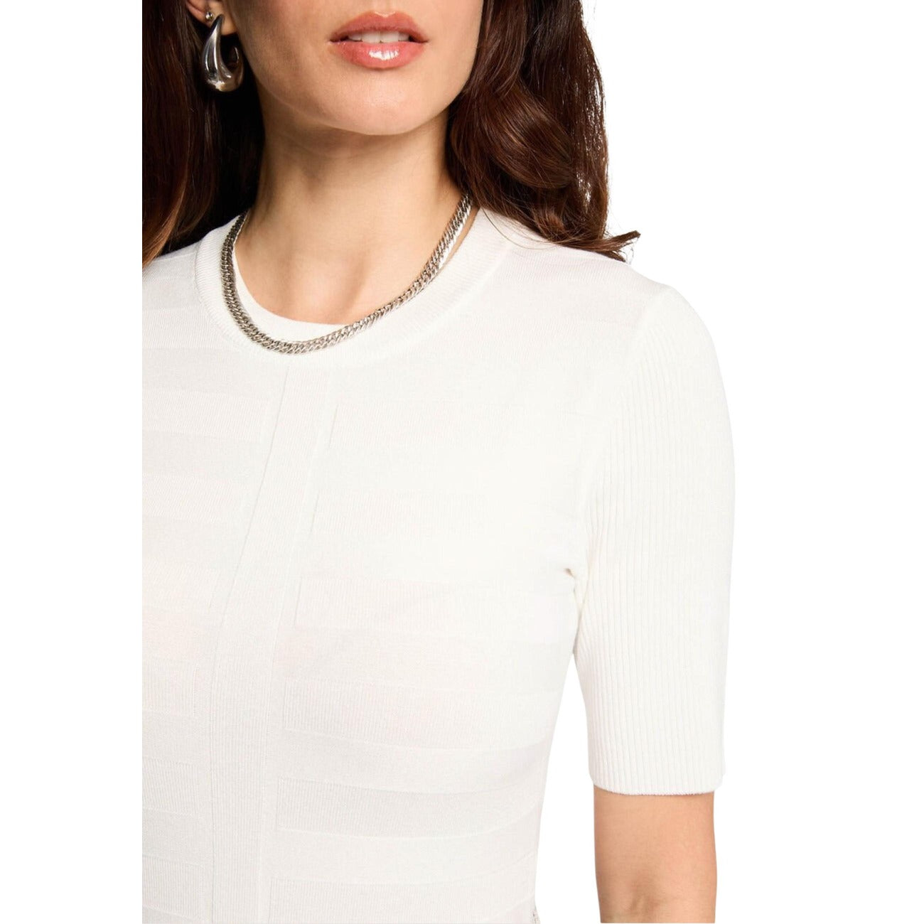 T-shirt Morgan De Toi donna bianca maniche corte - vista frontale indossata da modello