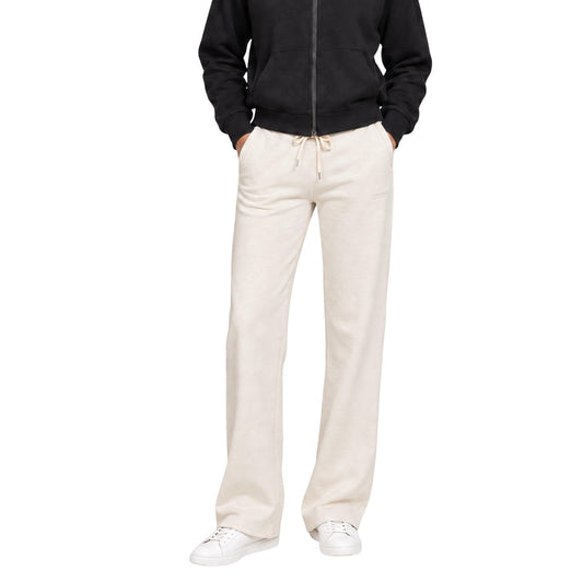 Pantaloni neri e bianchi wide leg donna Guess Elsa V6BB20 K6366. Pantaloni tute elasticizzati a gamba larga in tessuto fluido con coulisse in vita e stile athleisure.
