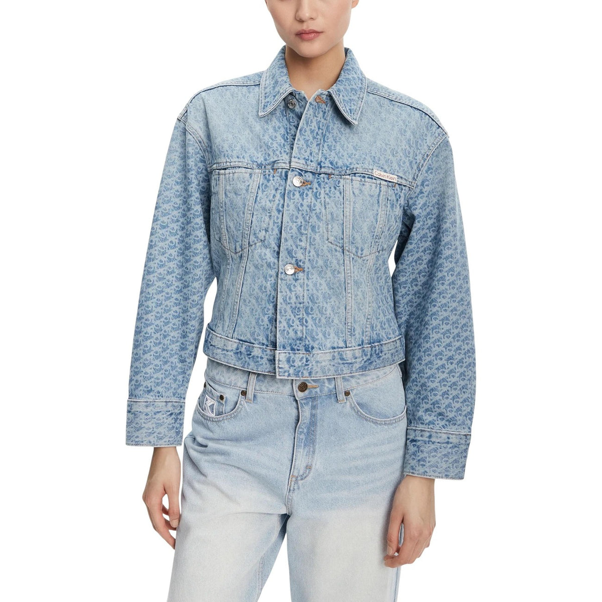 Calvin Klein Jeans Giacca Jeans Donna Blu Bottoni Manica Lunga Scollo Tondo Colletto Classico Tasche Anteriori Cotone Organico Autunno Inverno LV047C782G