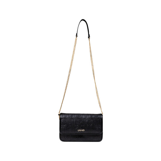 Liu Jo Borsa Donna Nera in Poliuretano 100% a Tracolla con Bottone a Gancio Tasche Interne 23x17x7 cm AF5158 E0538