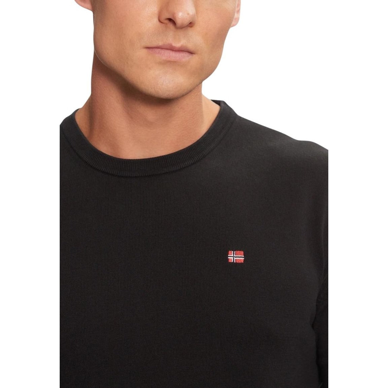 Napapijri Maglioncino Uomo Nero con Maniche Lunghe Scollo Tondo in Cotone 100% NP0A4I2G0